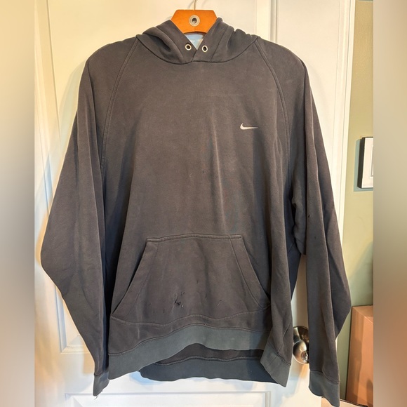Vintage Nike Men's Charcoal Navy Green Hoodie - Picture 1 of 12